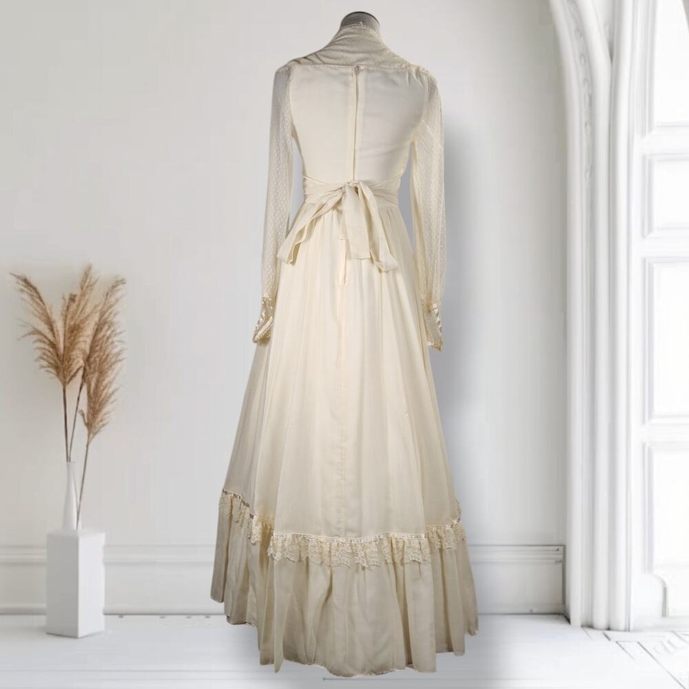 Vintage Gunne Sax Romantic Renaissance Bridal Wedding Dress Veil Petticoat Ivory - Picture 9 of 16